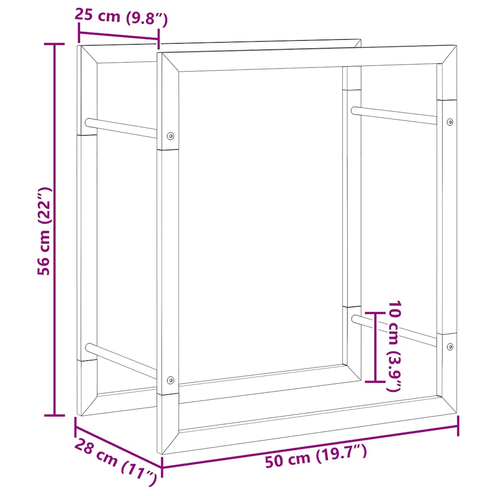 Portalegna 50x28x56 cm in Acciaio Inossidabile