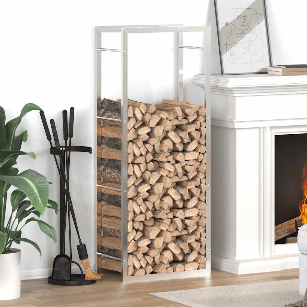 Portalegna 50x28x132 cm in Acciaio Inossidabile