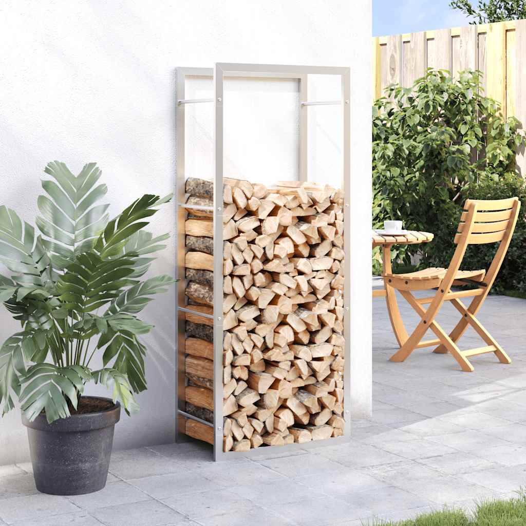Portalegna 50x28x132 cm in Acciaio Inossidabile
