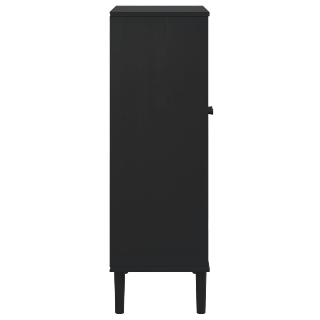 Scarpiera SENJA Aspetto Rattan Nera 59,5x35x107 cm Massello