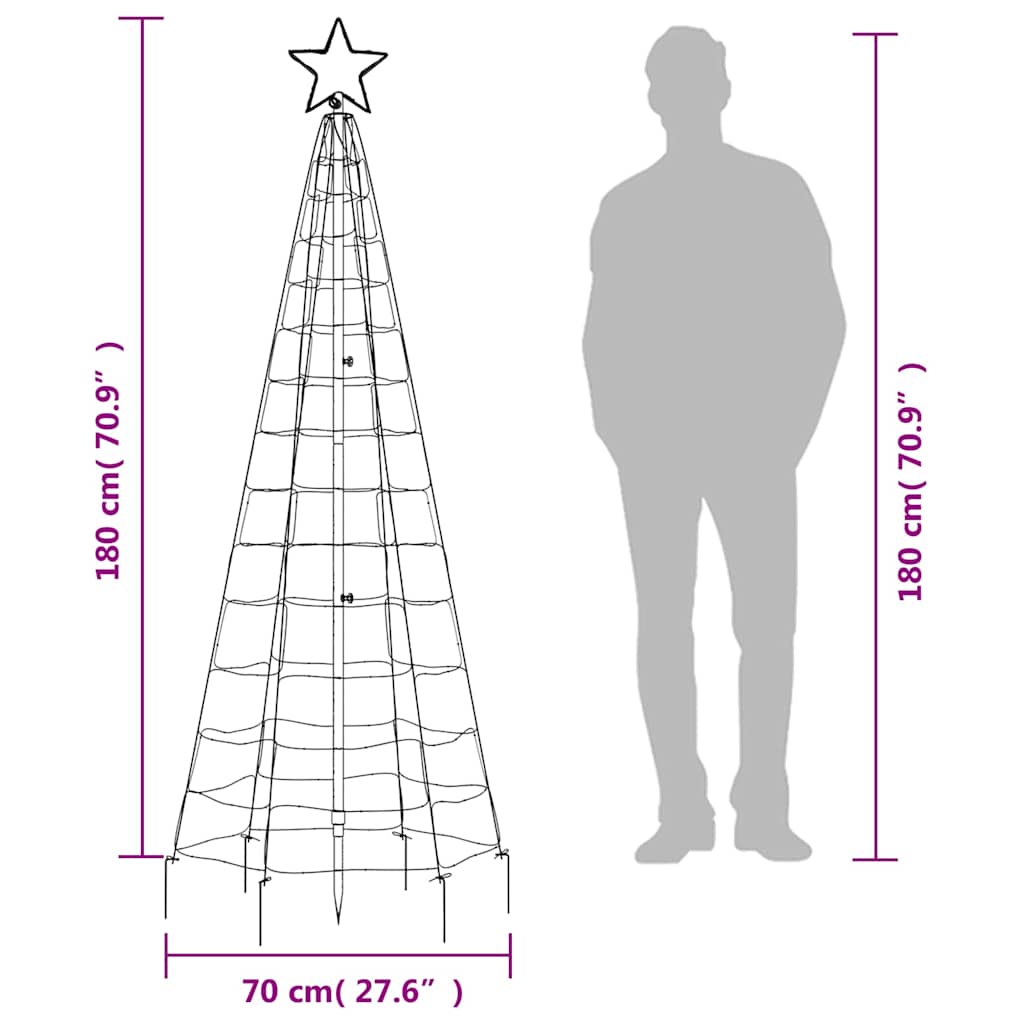 Albero di Natale a LED con Punte 220 LED Bianco Freddo 180 cm