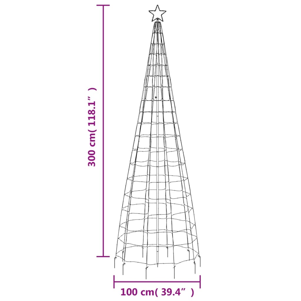 Albero di Natale a LED con Punte 570 LED Bianco Caldo 300 cm