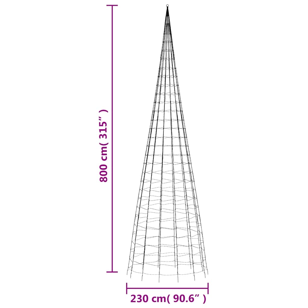 Albero di Natale a LED 3000 LED Bianco Freddo 800 cm