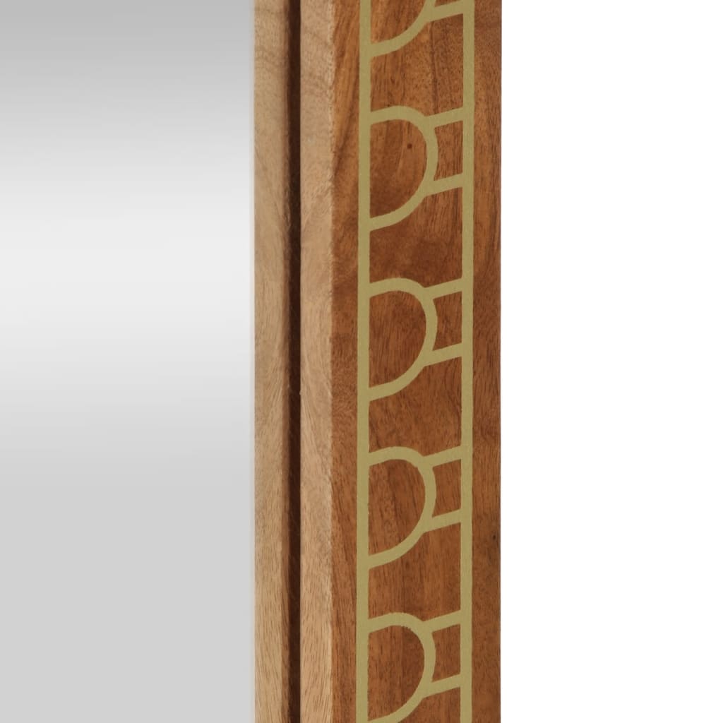 Specchio da Bagno 50x70x2,5 cm Legno Massello di Mango e Vetro