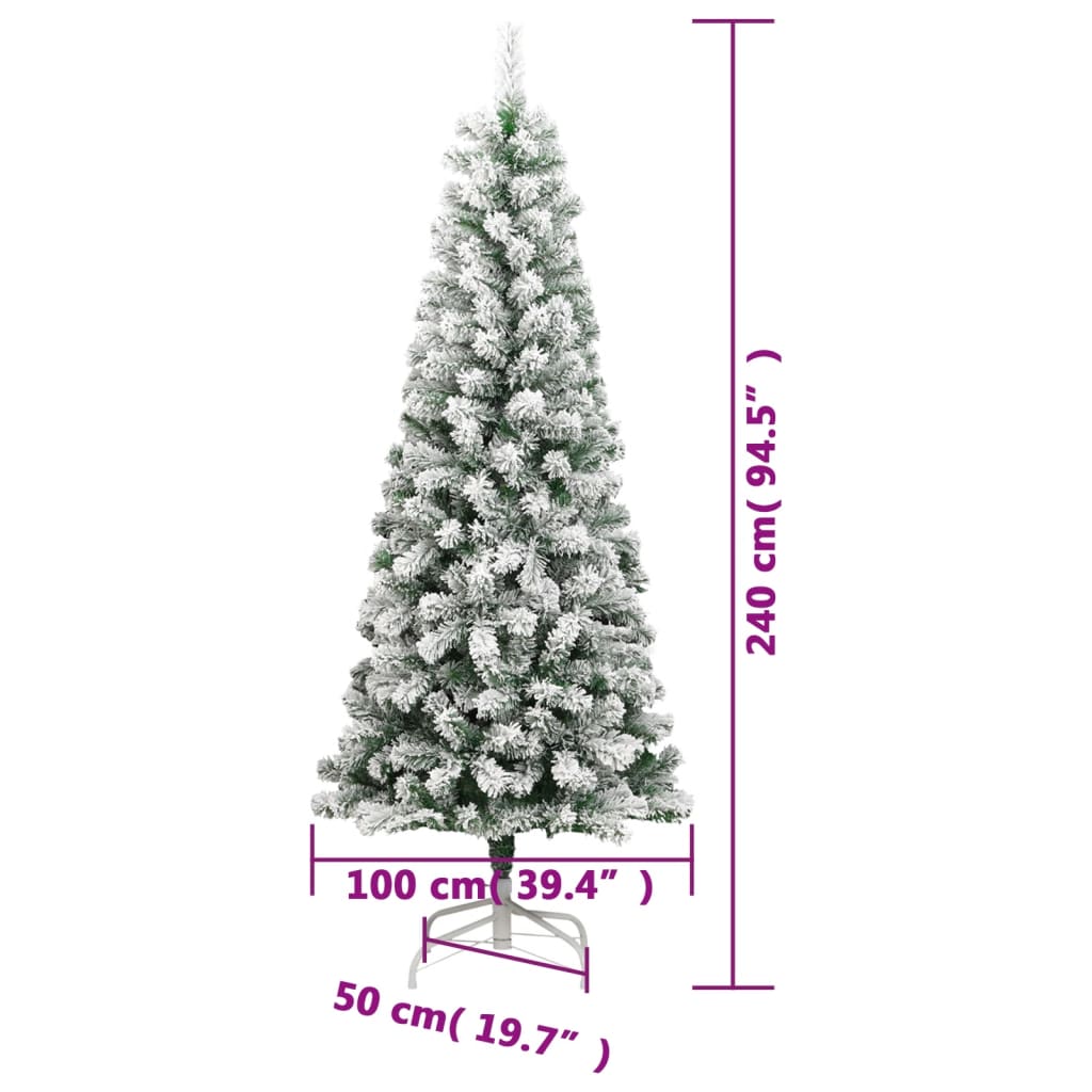 Albero Natale Artificiale Incernierato con Neve Fioccata 240 cm