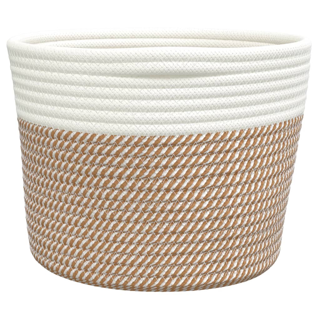 Cestini Portaoggetti 2pz Marrone e Bianco Ø24x18 cm in Cotone