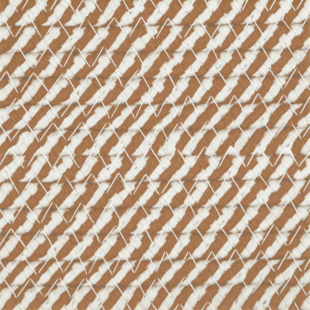 Cestino Portaoggetti Marrone e Bianco Ø40x25 cm in Cotone