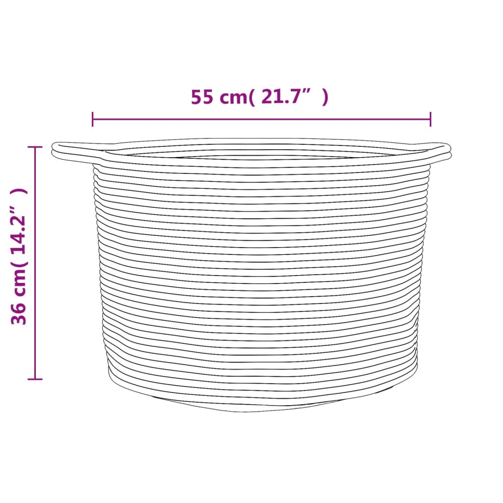 Cesto per Biancheria Grigio e Bianco Ø55x36 cm in Cotone
