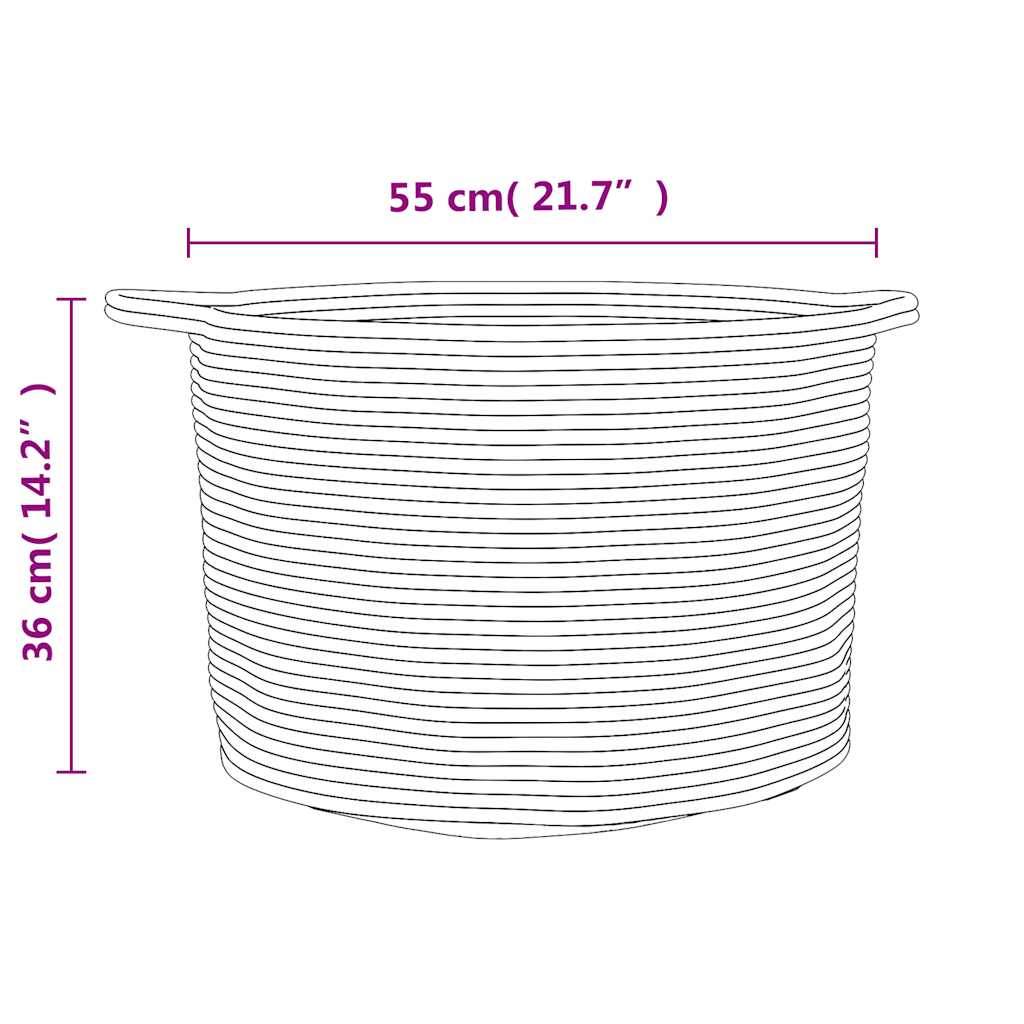 Cesto per Biancheria Grigio e Bianco Ø55x36 cm in Cotone