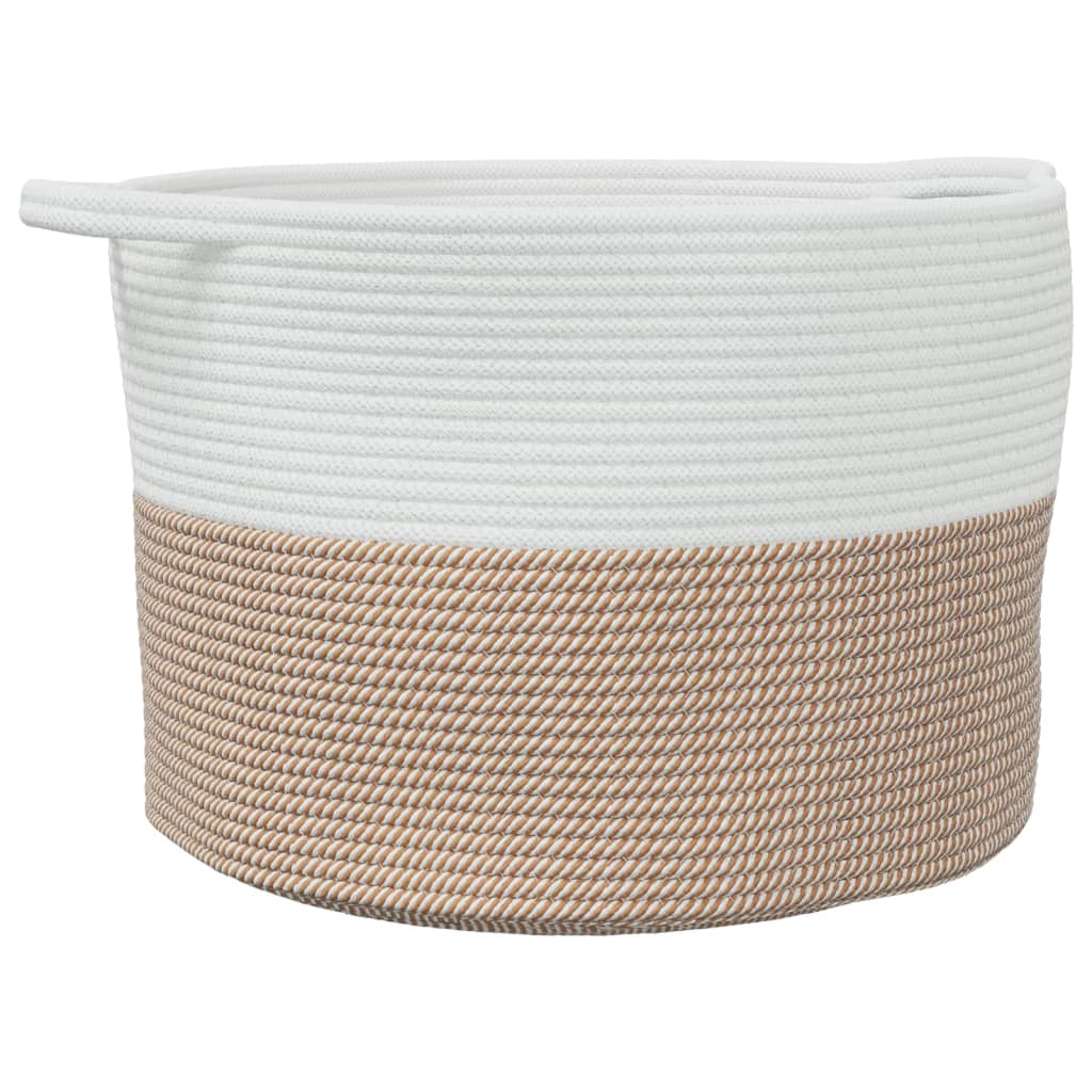 Cesto per Biancheria Marrone e Bianco Ø55x36 cm in Cotone