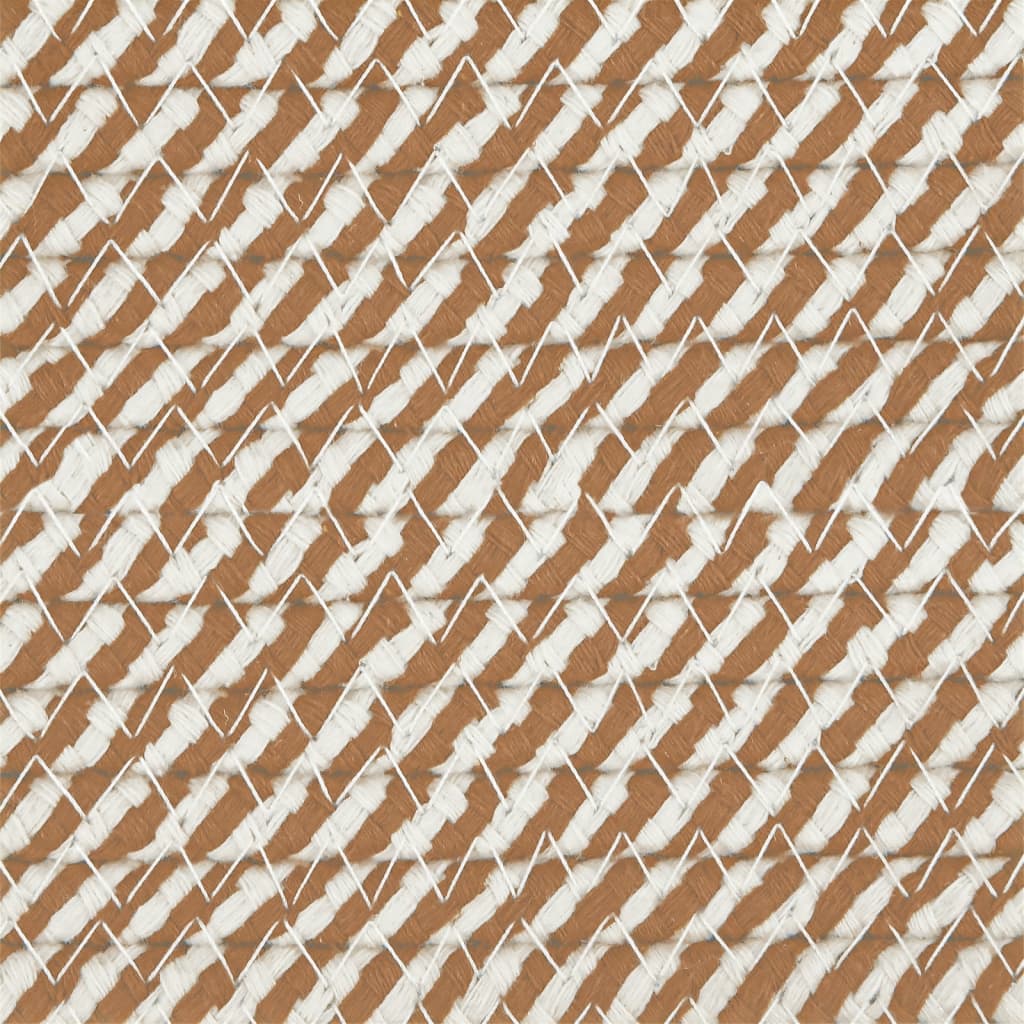 Cesto per Biancheria Marrone e Bianco Ø55x36 cm in Cotone