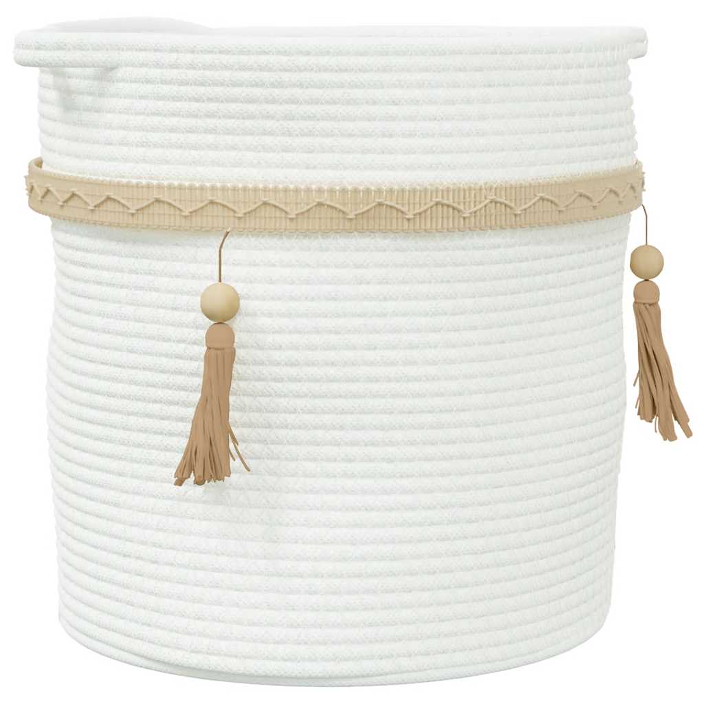 Cestino Portaoggetti Bianco Ø38x36 cm in Cotone
