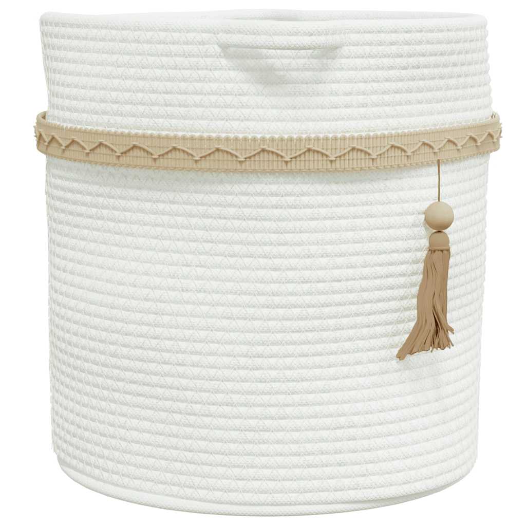 Cestino Portaoggetti Bianco Ø38x36 cm in Cotone
