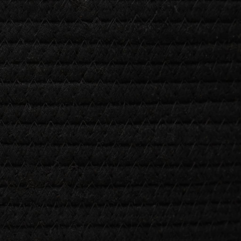 Cestino Portaoggetti con Coperchio Nero e Beige Ø37x50cm Cotone