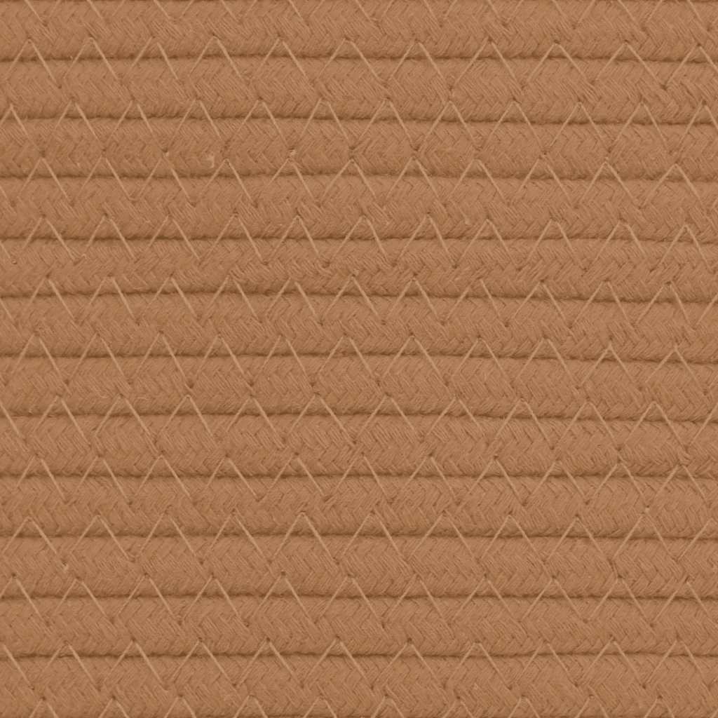 Cestino Portaoggetti Marrone e Bianco Ø40x35 cm in Cotone