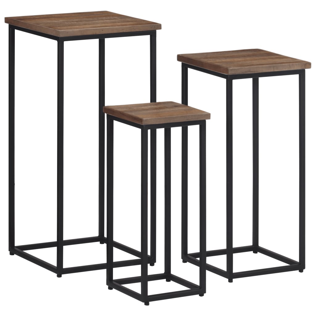 Supporti per Piante 3 pz in Legno Massello di Teak
