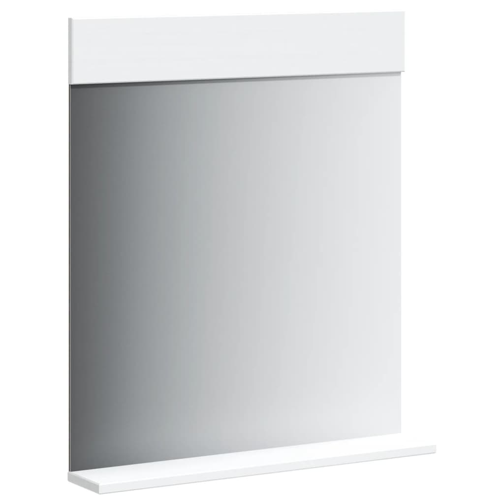 Specchio Bagno e Ripiano BERG Bianco 60x12x70 cm Legno Massello