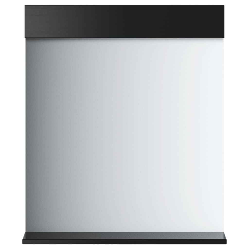 Specchio Bagno e Ripiano BERG Nero 60x12x70 cm Legno Massello