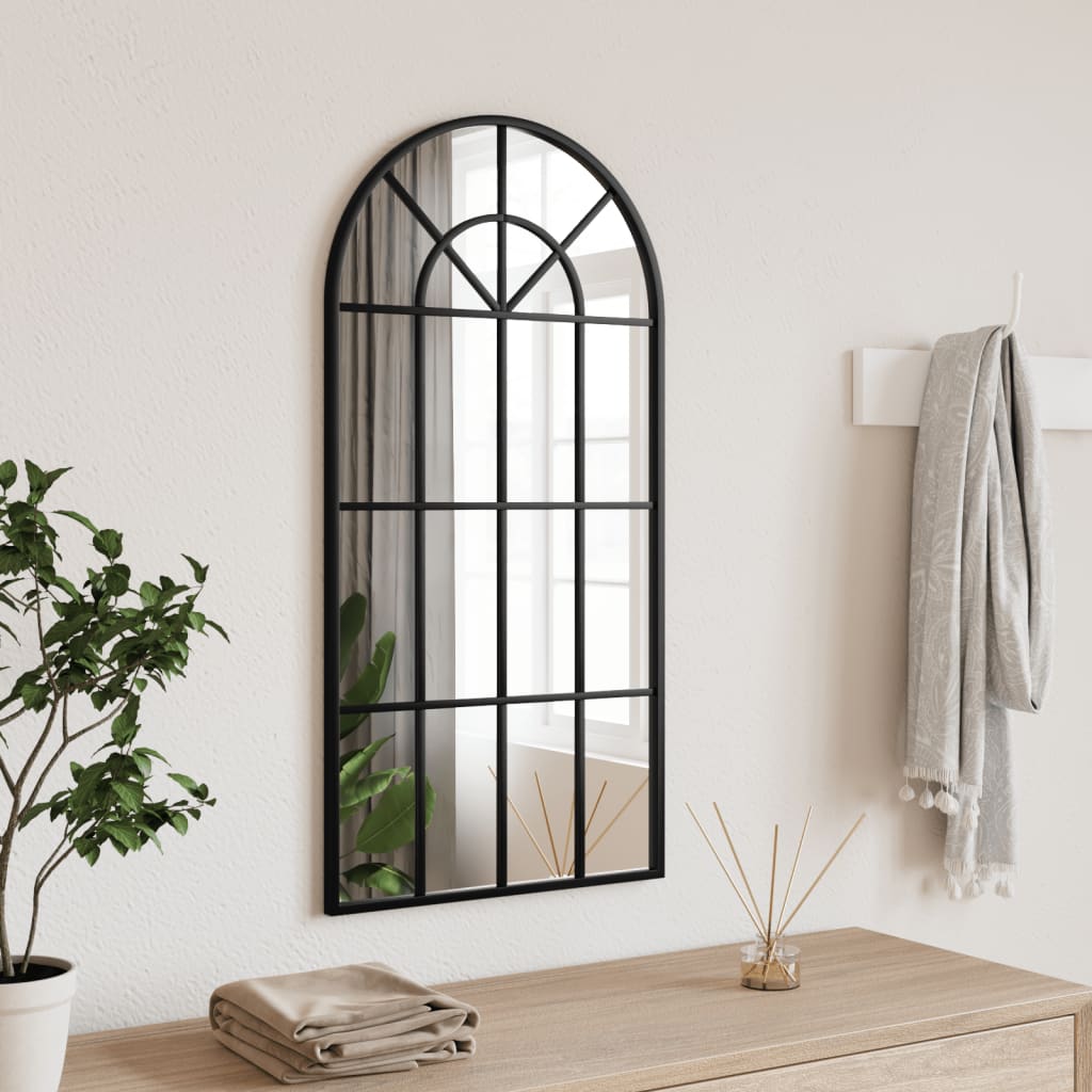 Specchio da Parete Nero 40x80 cm Arco in Ferro