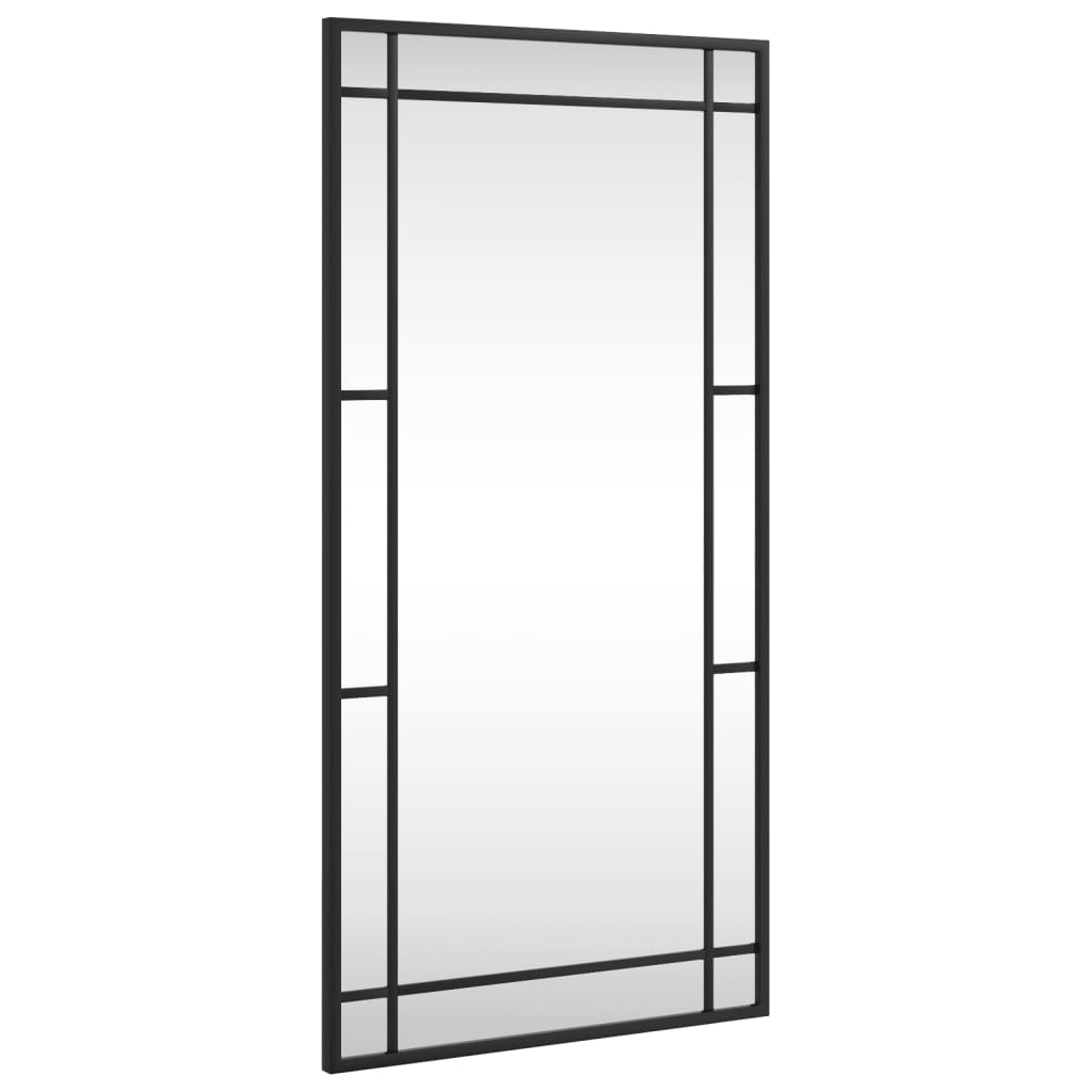 Specchio da Parete Nero 40x80 cm Rettangolare in Ferro