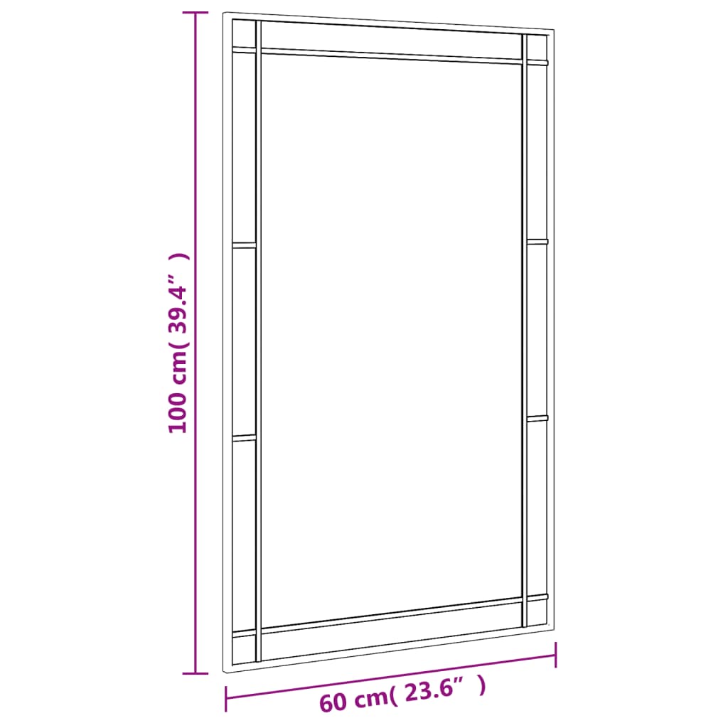 Specchio da Parete Nero 60x100 cm Rettangolare in Ferro