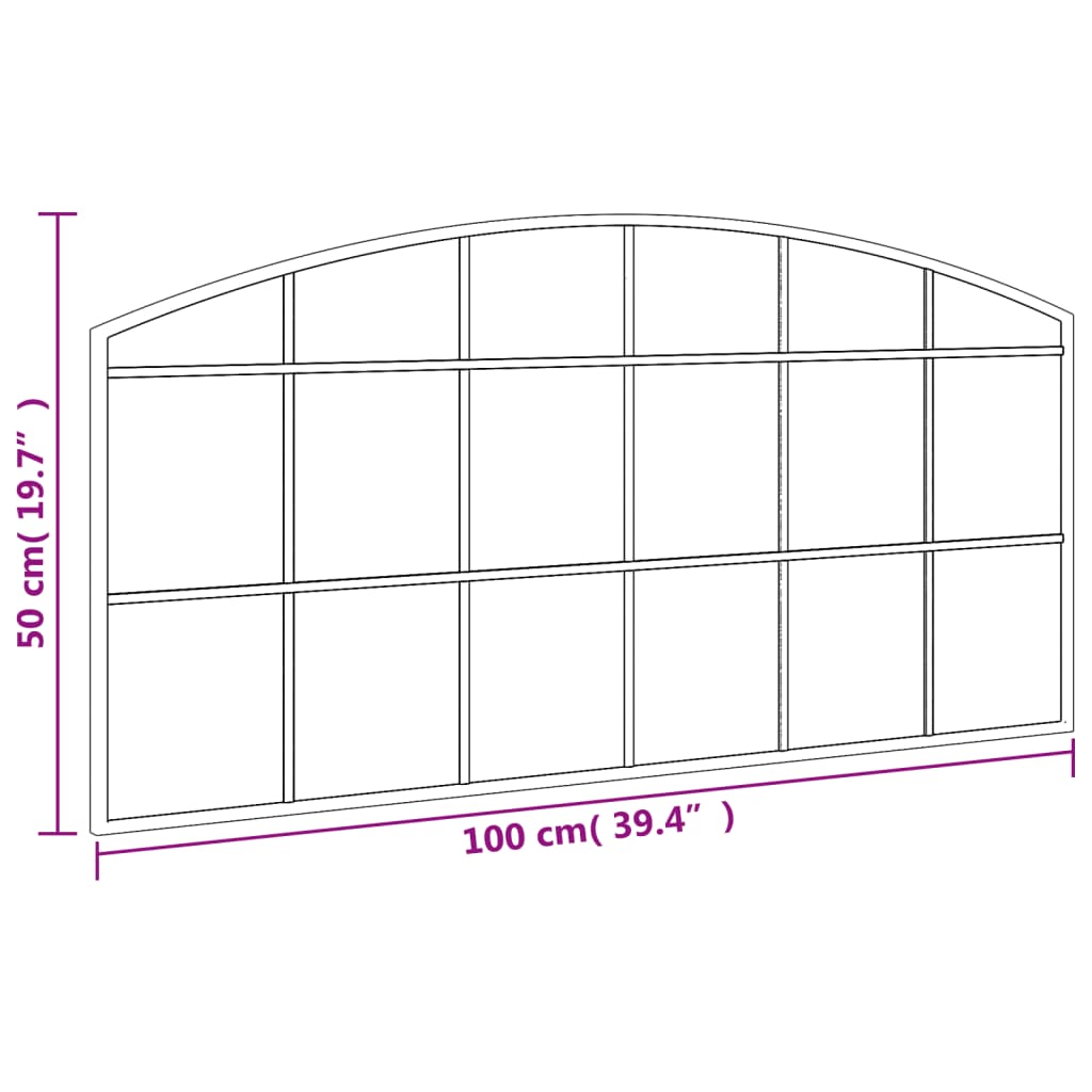 Specchio da Parete Nero 100x50 cm Arco in Ferro