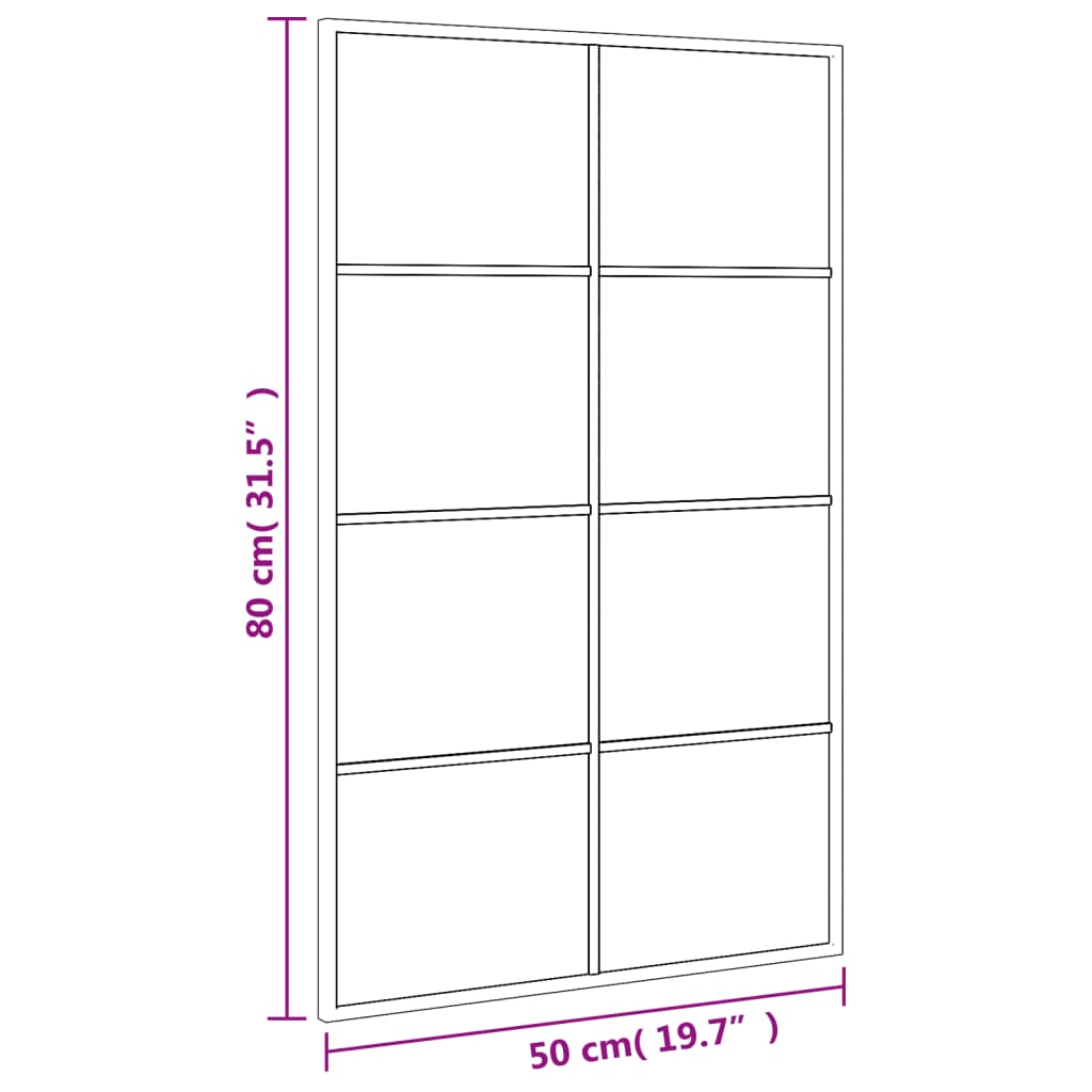 Specchio da Parete Nero 50x80 cm Rettangolare in Ferro