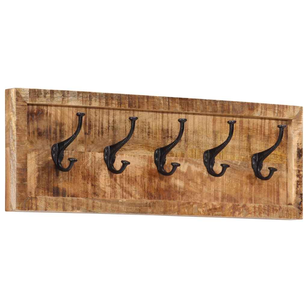 Appendiabiti da Parete con 5 Ganci in Legno Massello di Mango
