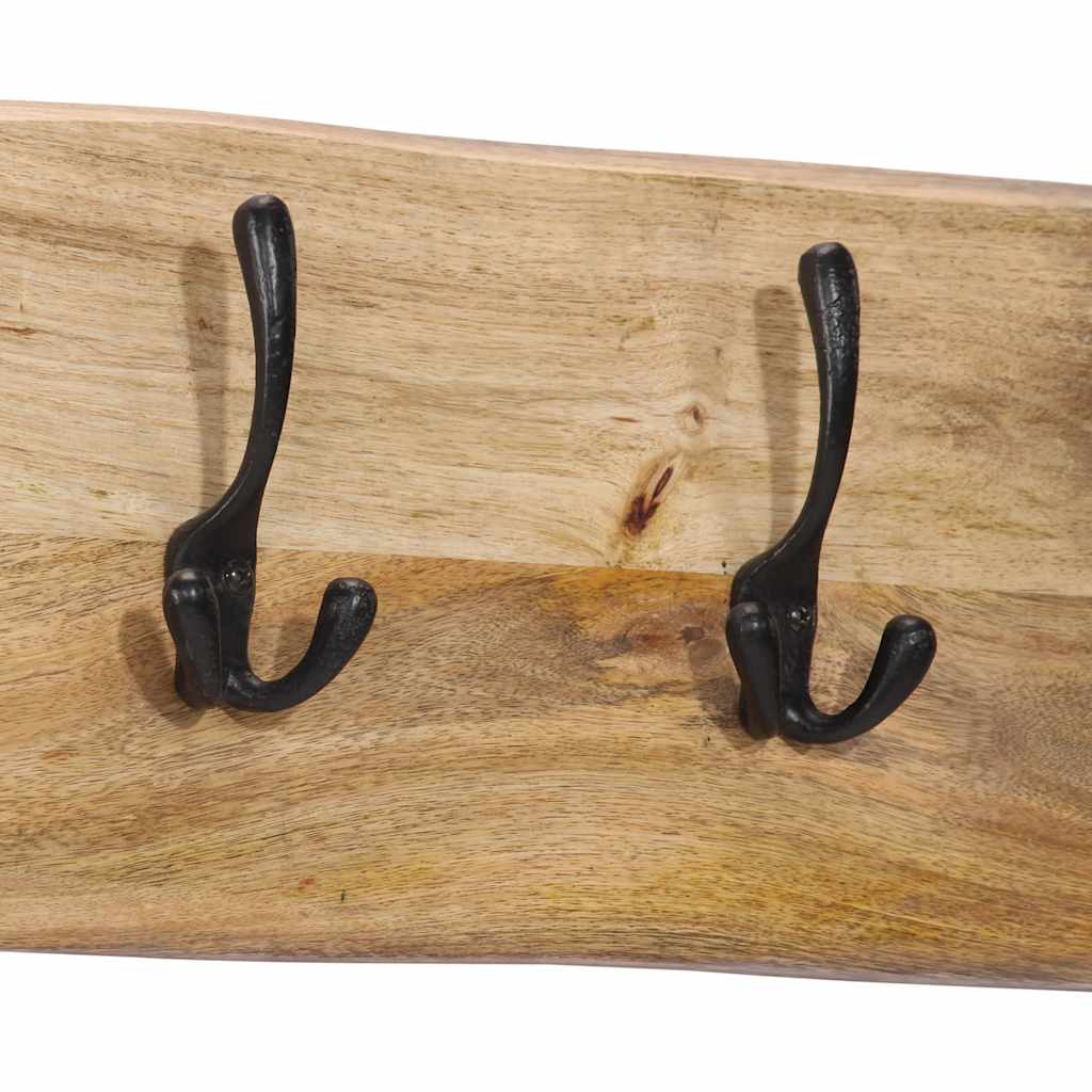 Appendiabiti da Parete con 4 Ganci in Legno Massello di Mango