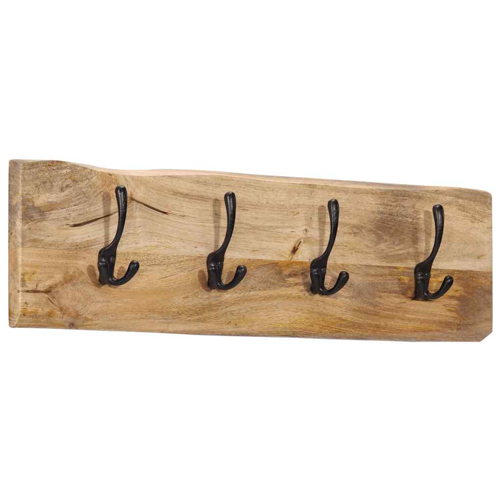 Appendiabiti da Parete con 4 Ganci in Legno Massello di Mango