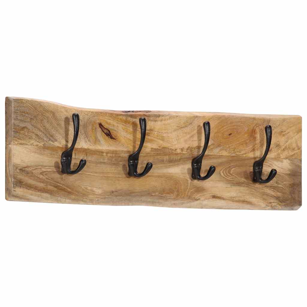 Appendiabiti da Parete con 4 Ganci in Legno Massello di Mango