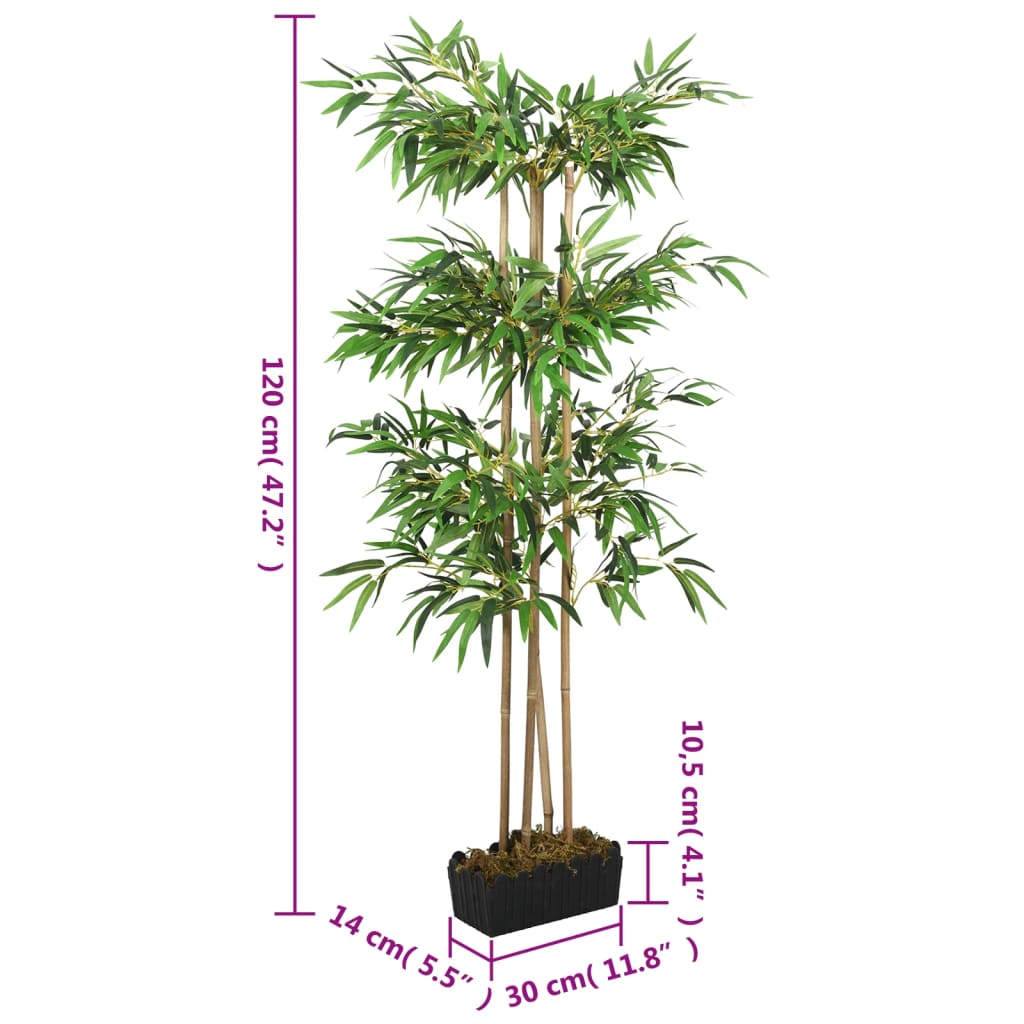 Albero Bambù Artificiale 760 Foglie 120 cm Verde