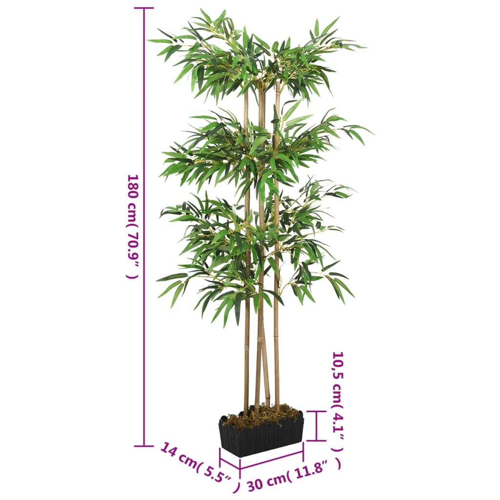 Albero Bambù Artificiale 1216 Foglie 180 cm Verde