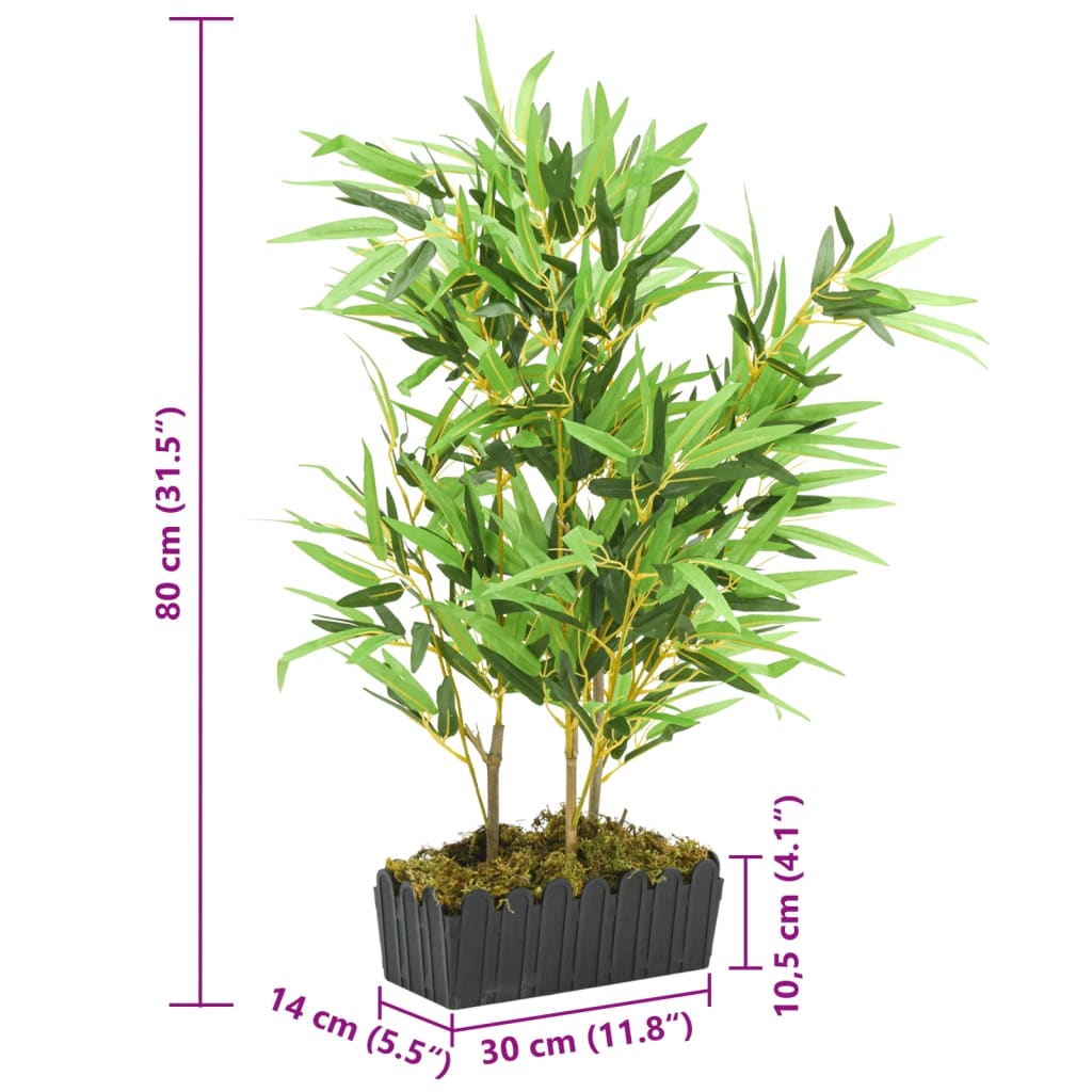 Albero Bambù Artificiale 500 Foglie 80 cm Verde