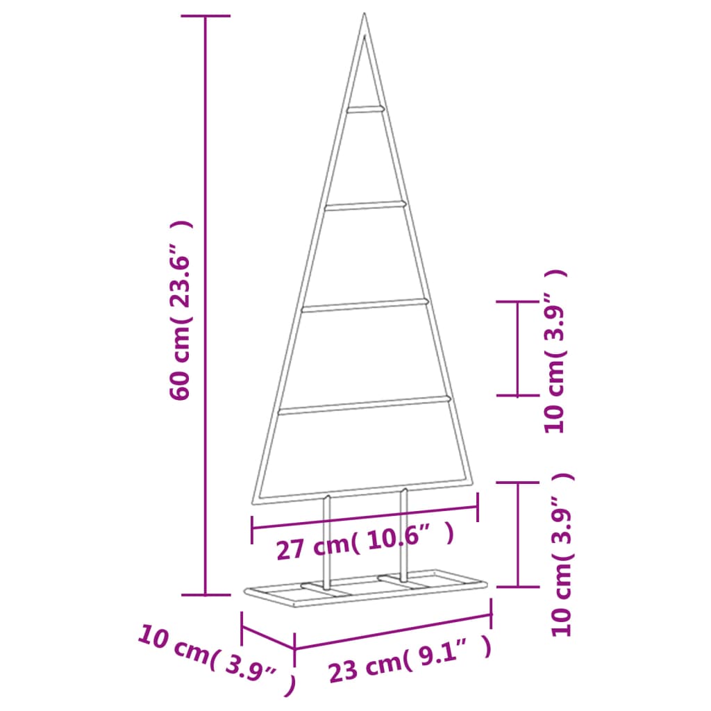 Albero di Natale Decorativo in Metallo Nero 60 cm