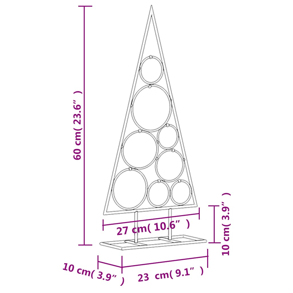 Albero di Natale Decorativo in Metallo Nero 60 cm