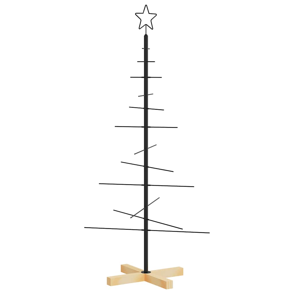 Albero di Natale in Metallo con Base in Legno Nero 120 cm