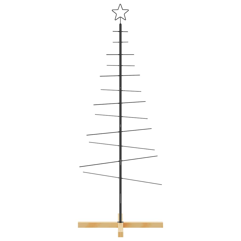 Albero di Natale in Metallo con Base in Legno Nero 150 cm