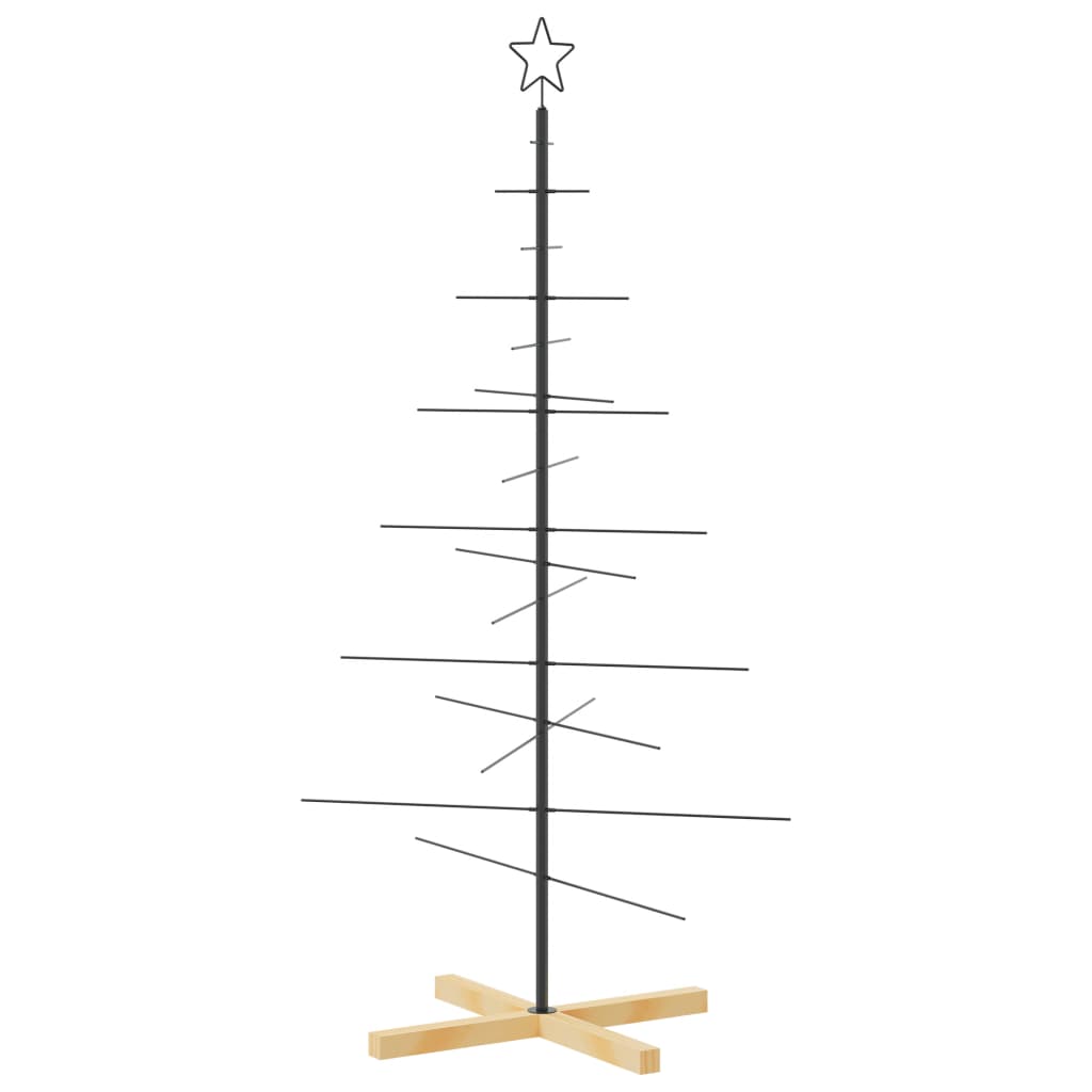 Albero di Natale in Metallo con Base in Legno Nero 150 cm