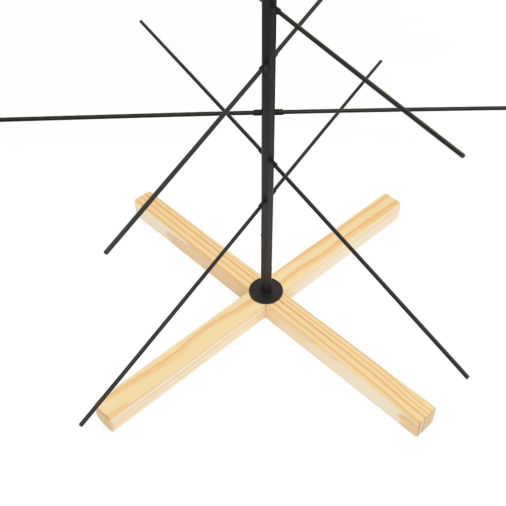 Albero di Natale in Metallo con Base in Legno Nero 150 cm
