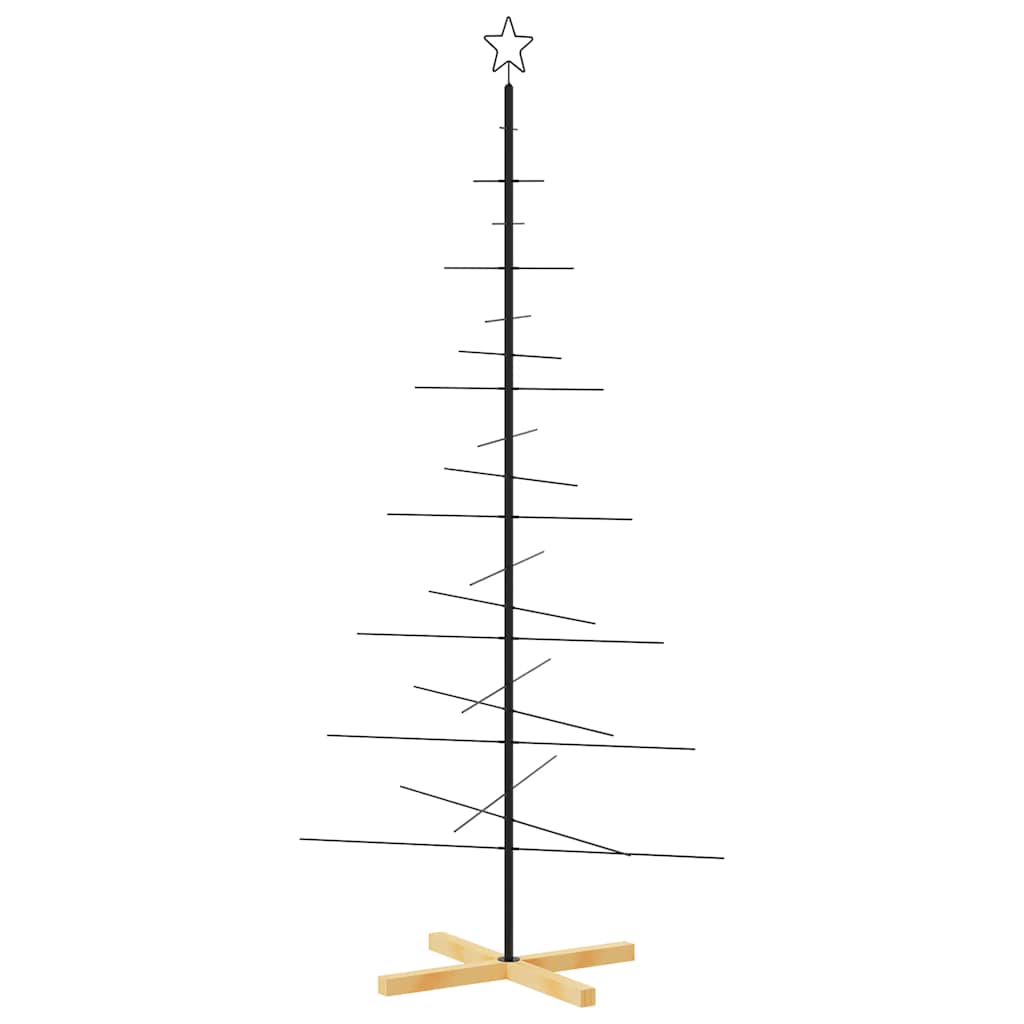 Albero di Natale in Metallo con Base in Legno Nero 180 cm