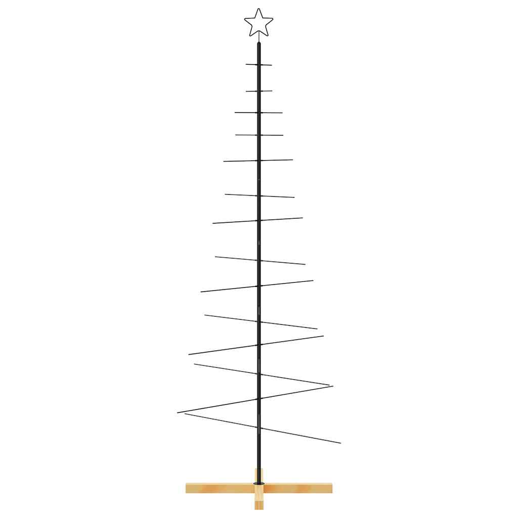Albero di Natale in Metallo con Base in Legno Nero 180 cm