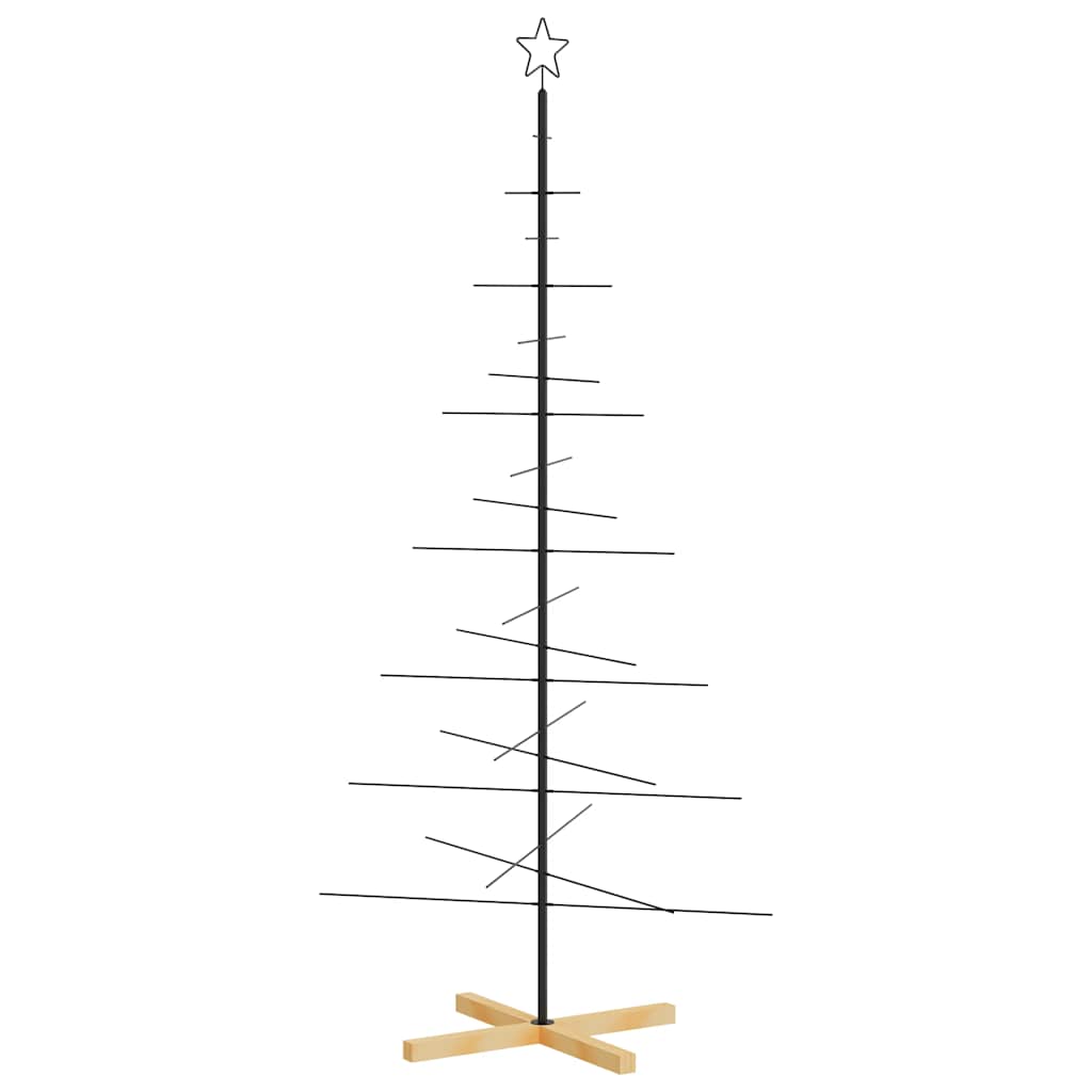 Albero di Natale in Metallo con Base in Legno Nero 180 cm