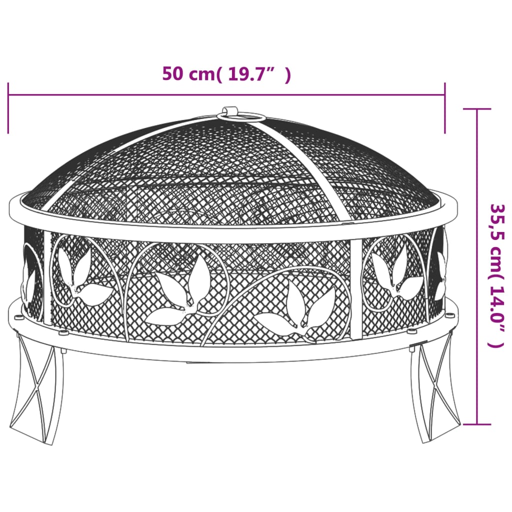 Braciere con Attizzatoio 50 cm XXL in Acciaio