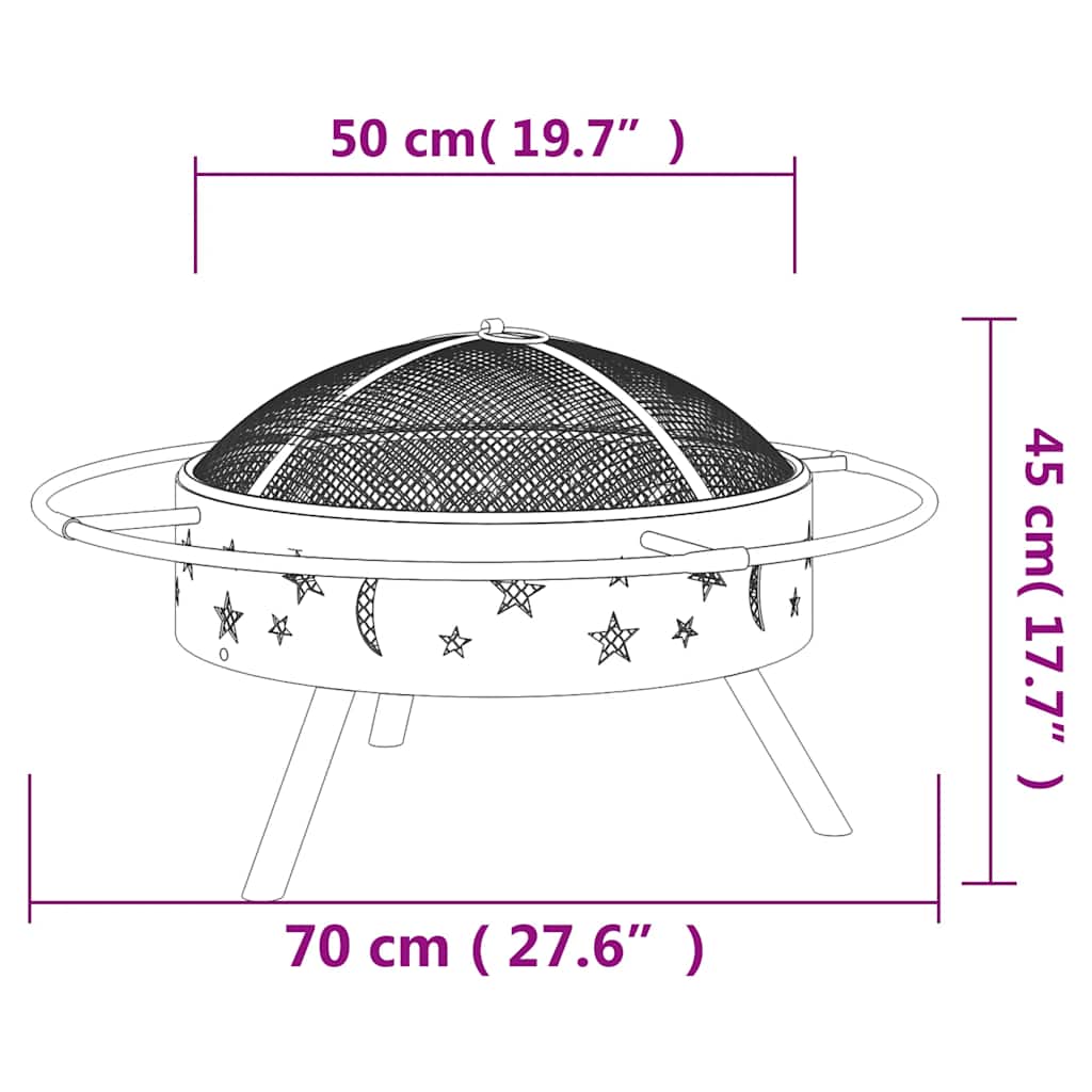 Braciere con Attizzatoio 70 cm XXL in Acciaio