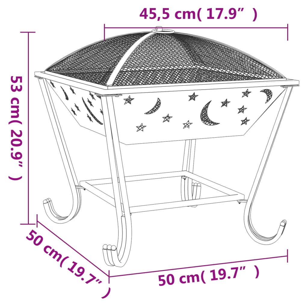 Braciere con Attizzatoio 50 cm XXL in Acciaio