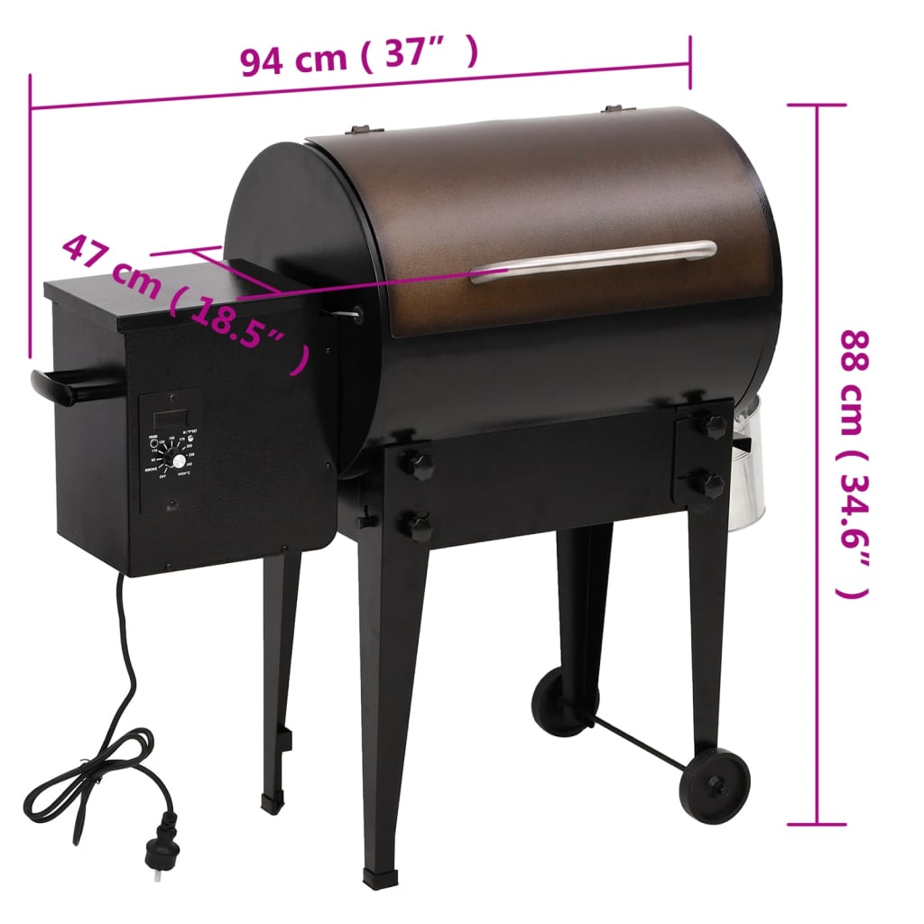 Griglia a Pellet Nero 94 cm in Ferro