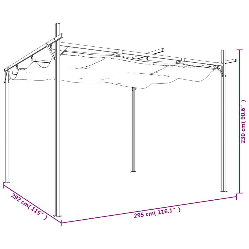 Pergola con Tetto Retrattile Crema 295x292x230 cm