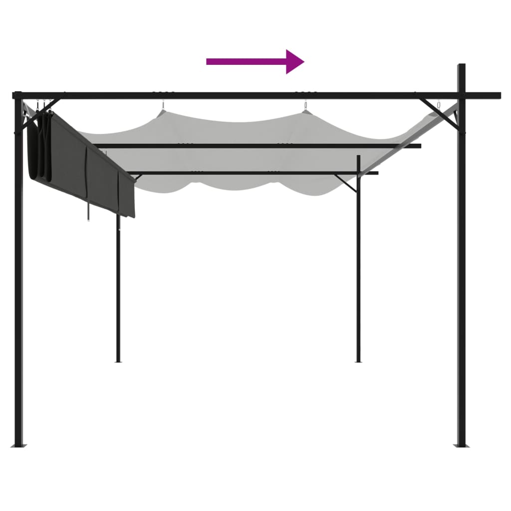 Pergola con Tetto Retrattile Antracite 395x292x230 cm
