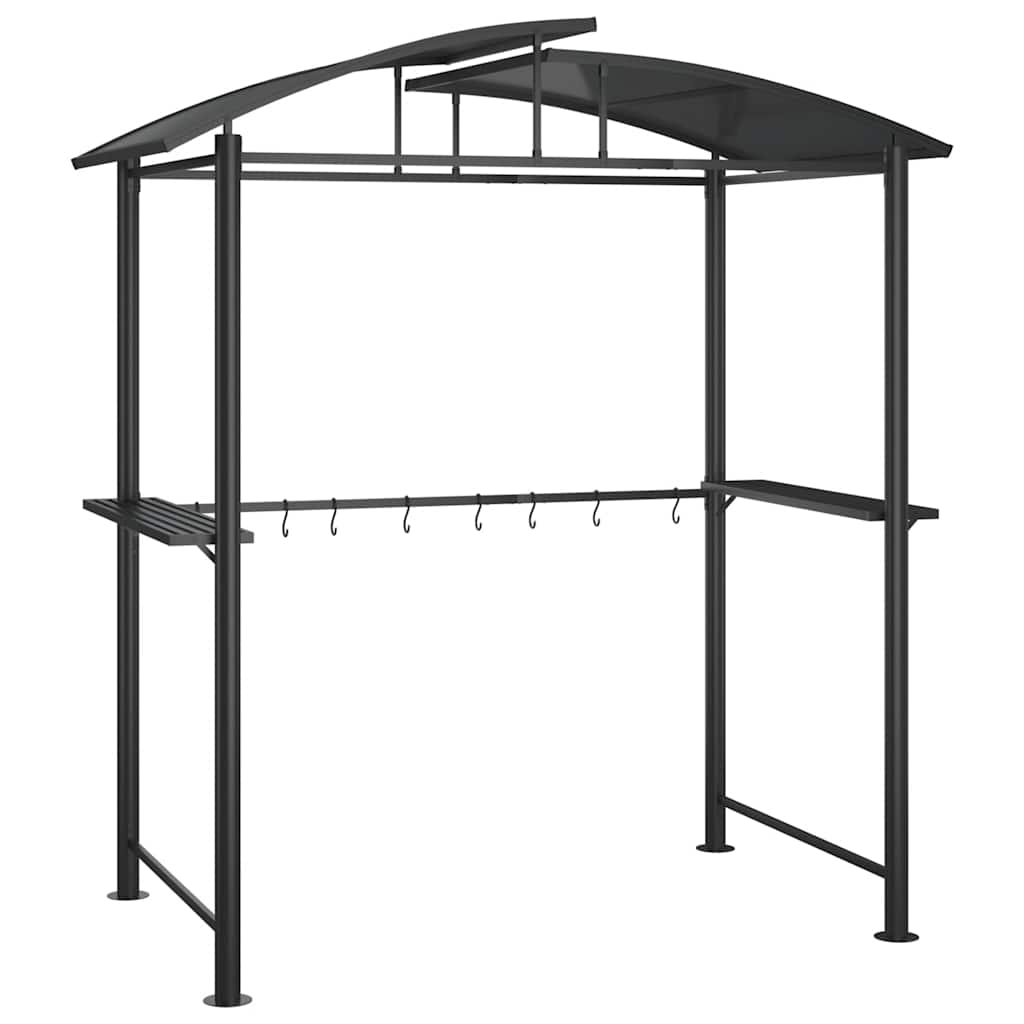 Gazebo Barbecue Ripiani Laterali Antracite 210x114x230 Acciaio